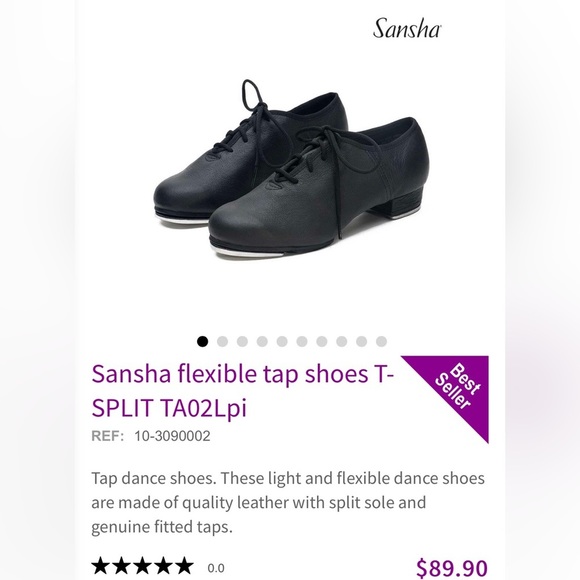 Sansha T-Split TA02pi, Black lace up Tap Shoe - size 5M - Unisex Dance Shoe - Picture 2 of 15